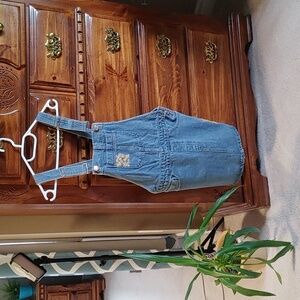 FOREVER 21 EMBROIDERED SEQUIN  WESTERN DENIM OVERALL DRESS